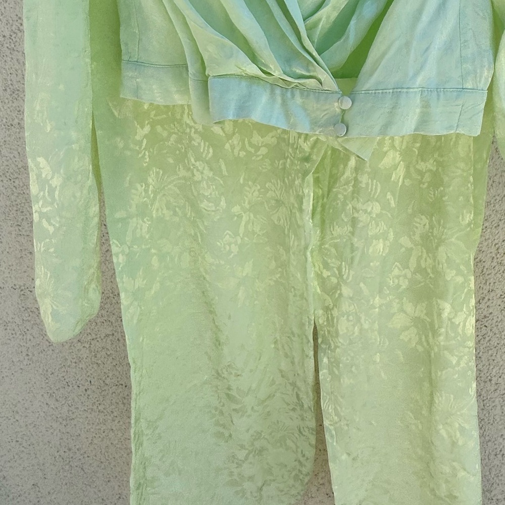 Asos Design Light Green Soft Floral Jacquard Suit 2Piece Coord Matching Set sz8 - Picture 14 of 14